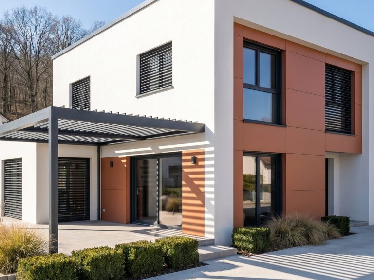 Pergola bioclimatique aluminium installée par Technilux à Mulhouse